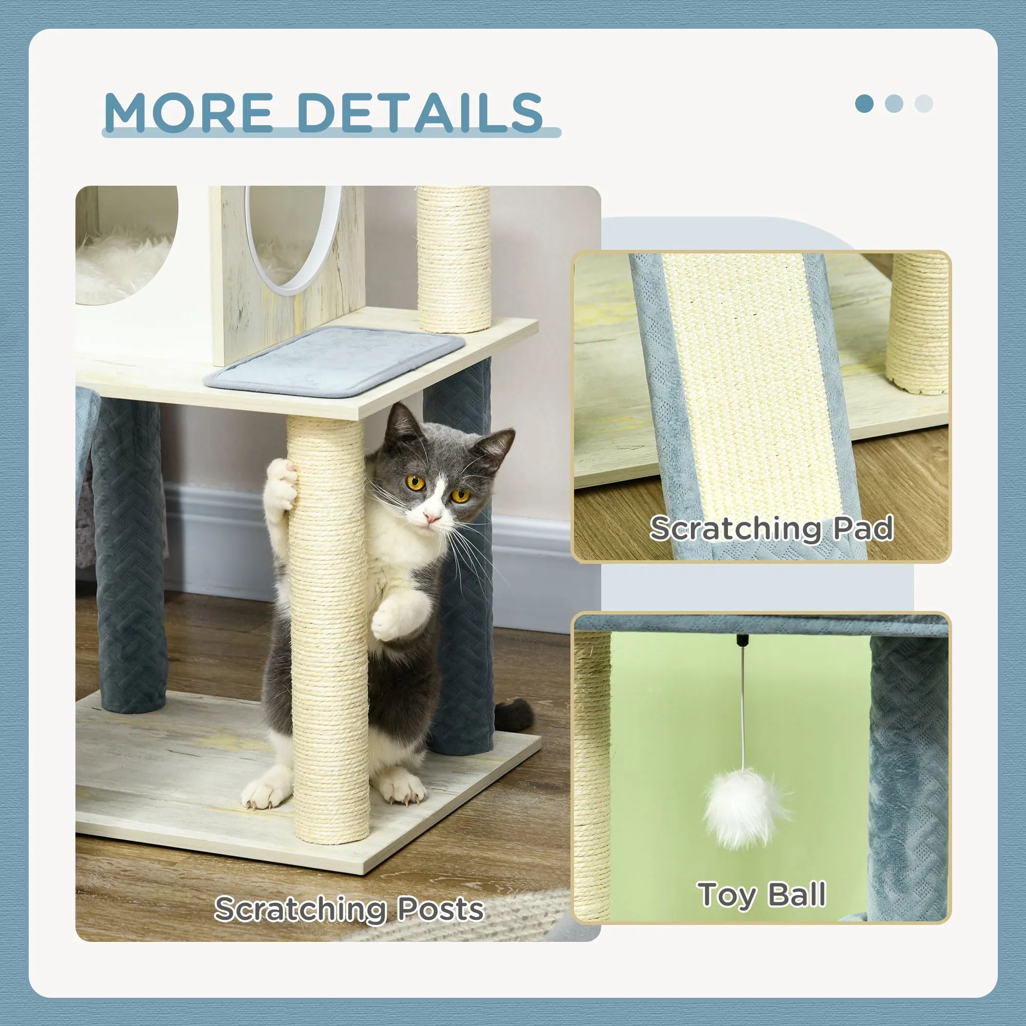 114cm Cat Tree for Indoor Cats, with Scratching Posts, hammock, Bed, House