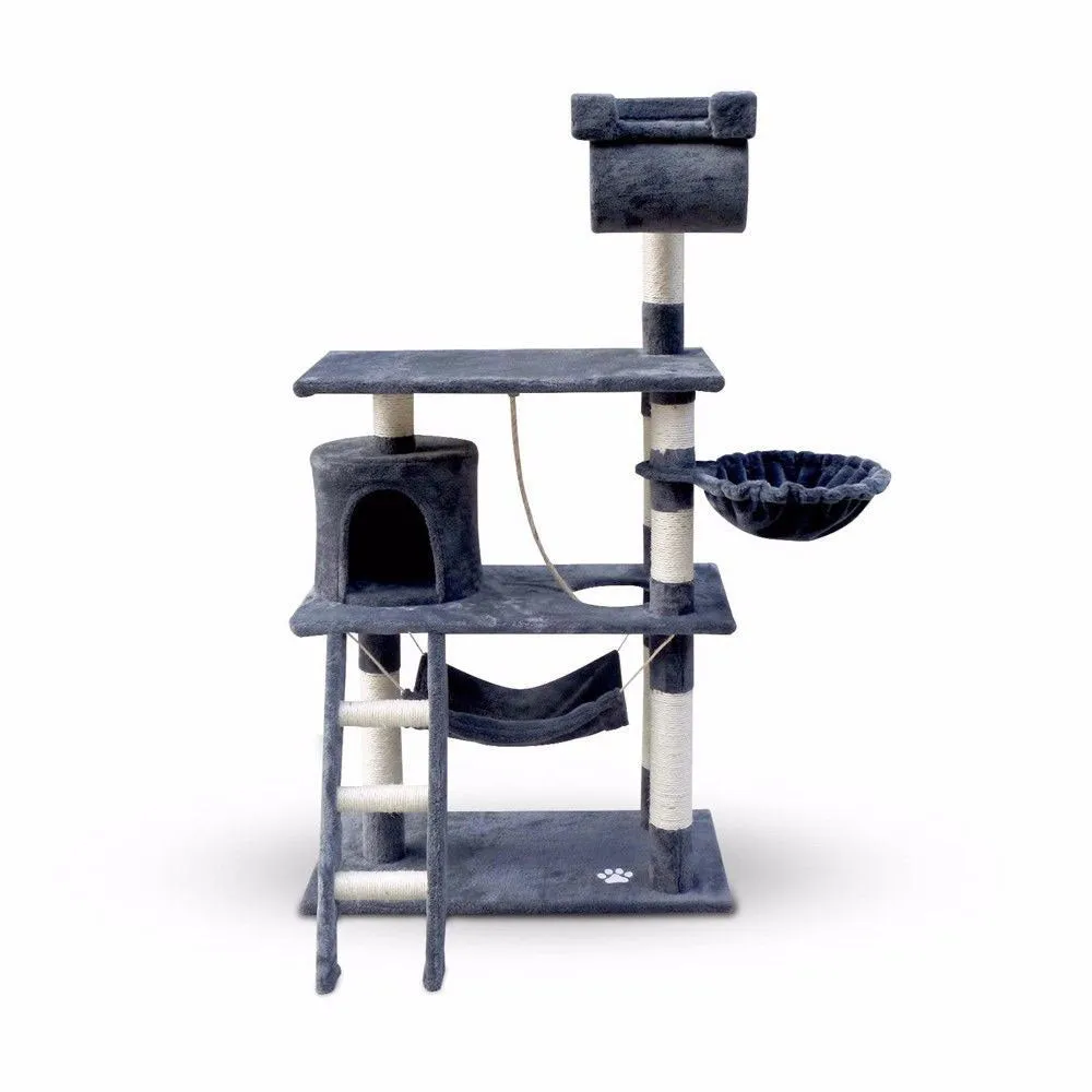158cm Cat Tree Scratching Post Scratcher Pole Gym Toy House Furniture Multilevel - grey