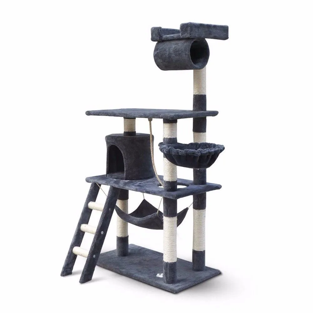 158cm Cat Tree Scratching Post Scratcher Pole Gym Toy House Furniture Multilevel - grey