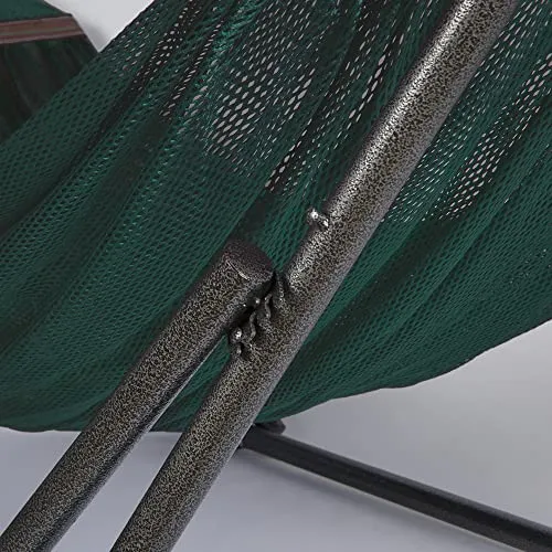 2 in 1 Hammock and Swinging Chair with Collapsible Steel Stand 450 lbs Capacity- Carrying Case, Portable & Adjustable, Perfect for Camping Beach Summer Patio, EZ Daze Foldable Hammock with Stand-GREEN