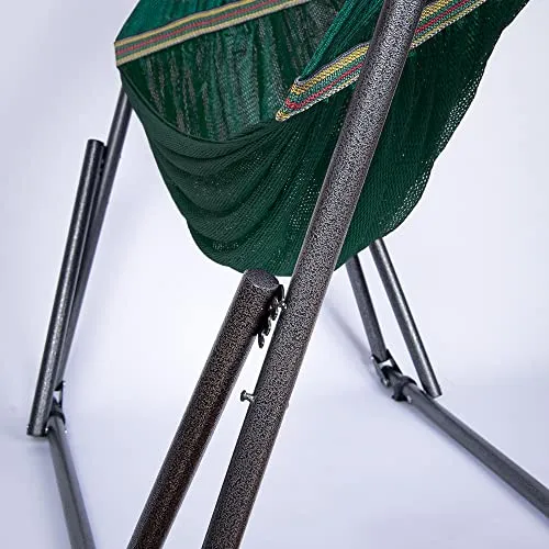 2 in 1 Hammock and Swinging Chair with Collapsible Steel Stand 450 lbs Capacity- Carrying Case, Portable & Adjustable, Perfect for Camping Beach Summer Patio, EZ Daze Foldable Hammock with Stand-GREEN