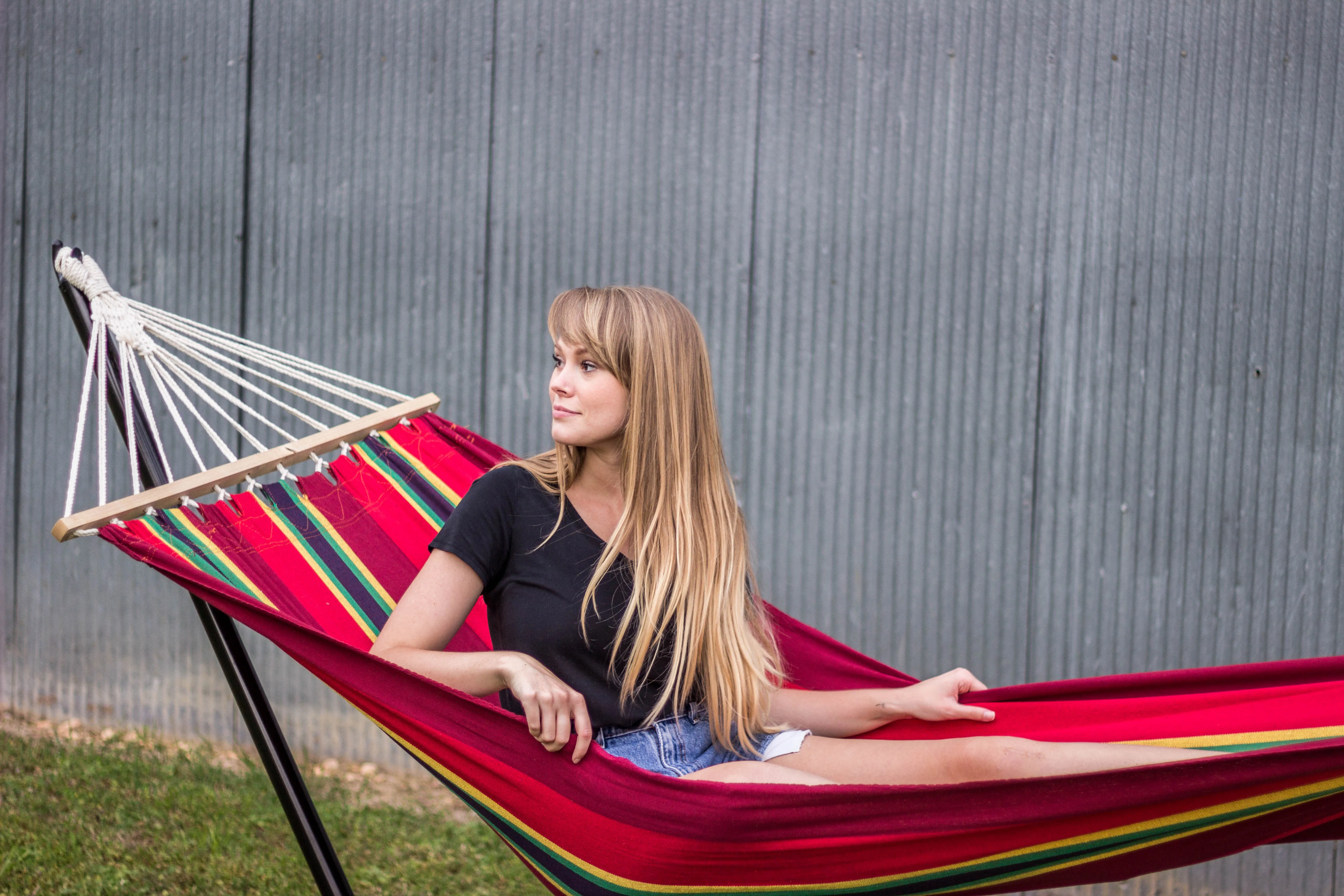 Bahamas Cotton Hammock - Single - Burgundy - 78 In X 37 In
