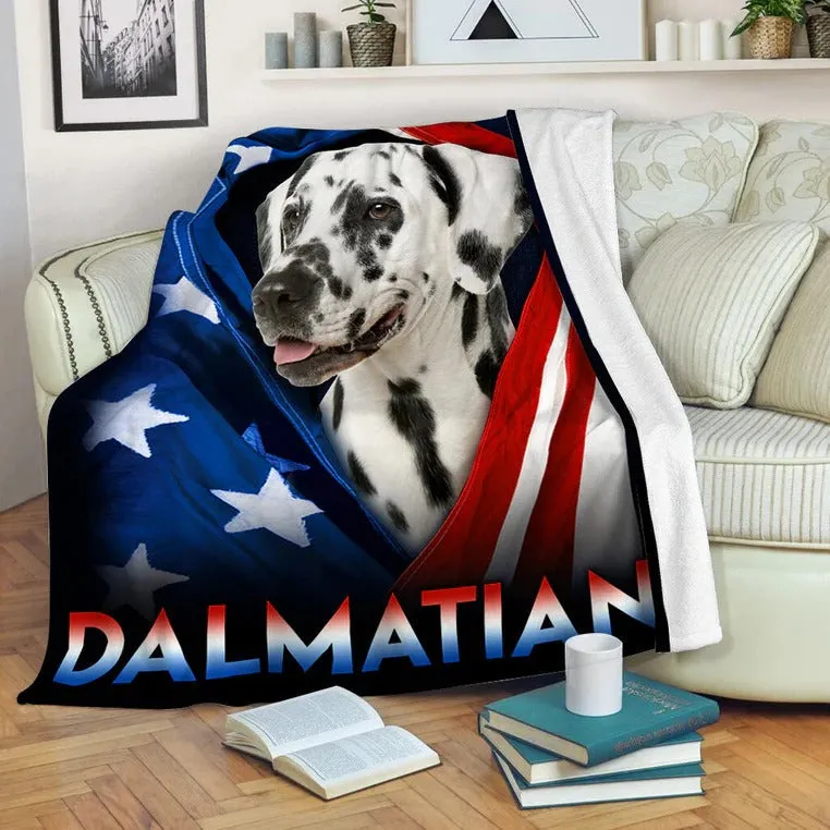 Dalmatian Dog American Flag Patriotic Blanket Gift For Dog Lovers, Happy 4th Of July, Birthday Gift Home Decor Bedding Couch Sofa Soft And Comfy Cozy