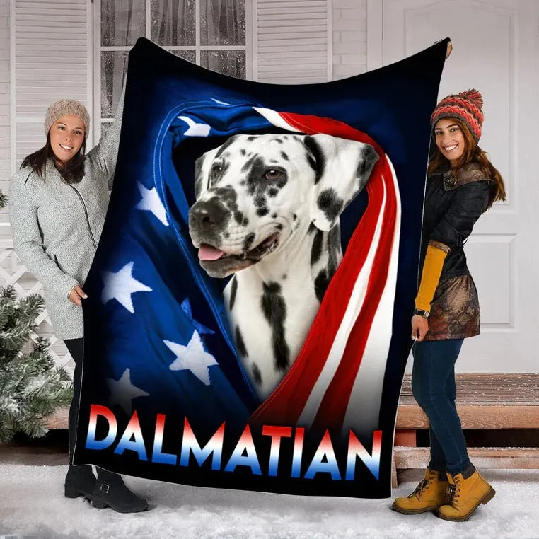 Dalmatian Dog American Flag Patriotic Blanket Gift For Dog Lovers, Happy 4th Of July, Birthday Gift Home Decor Bedding Couch Sofa Soft And Comfy Cozy