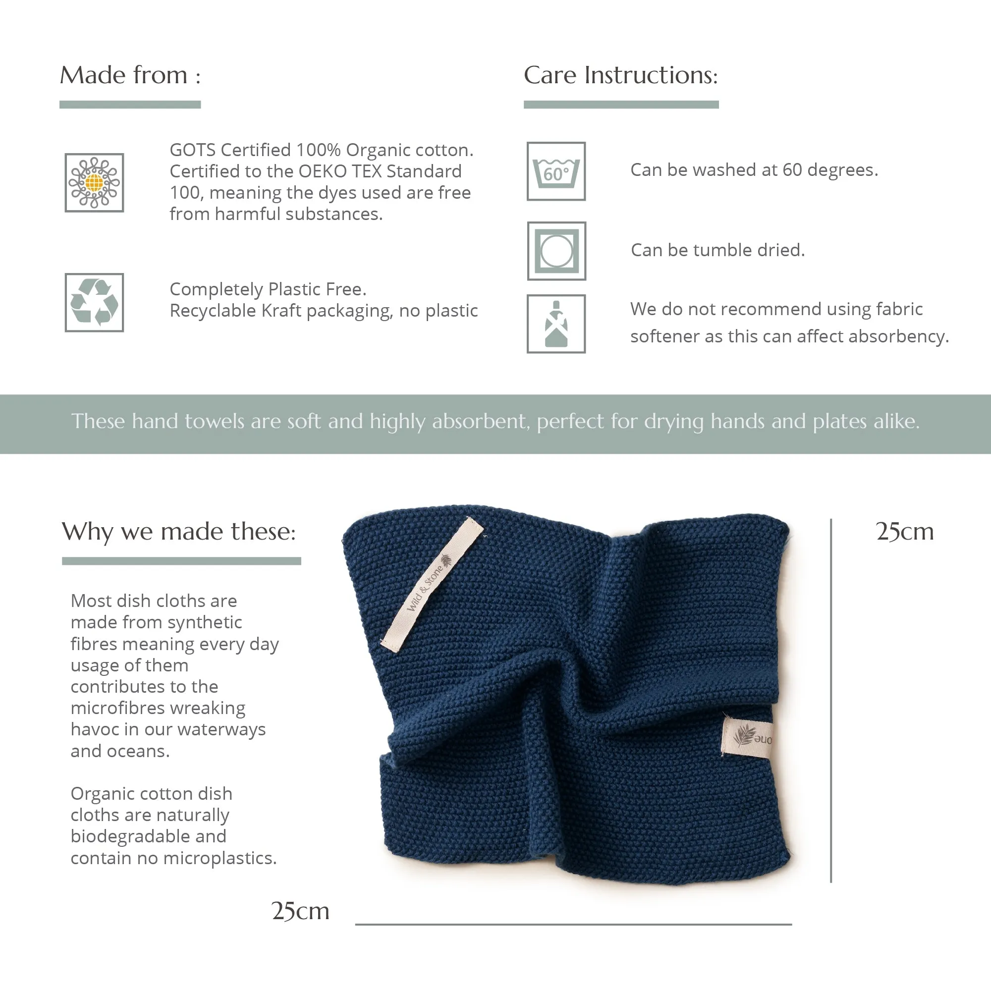 Dish Cloths - 100% Organic Cotton