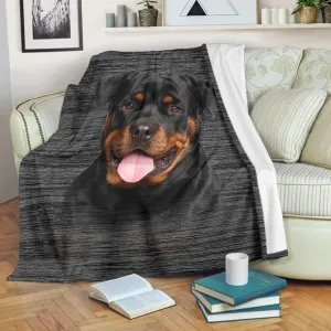 Dog Blanket, Black Rottweiler Full Print Blanket Throw Fleece Soft Premium Blanket Bedding Decor