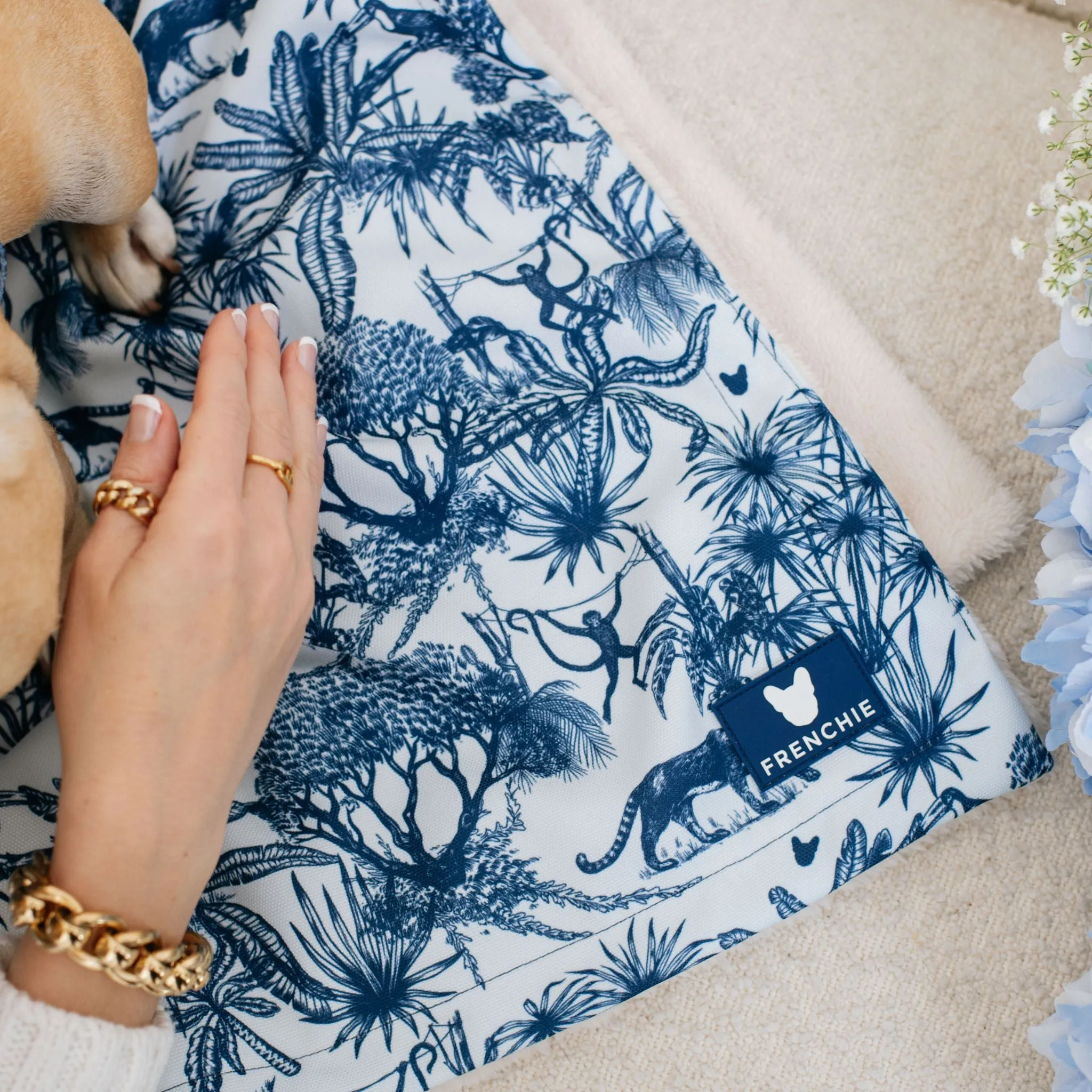 Frenchie Blanket - Toile- Blue