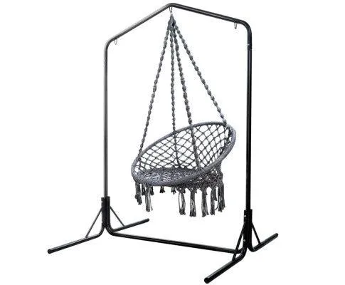 Grey Hammock Chair with Double Hammock Chair Stand