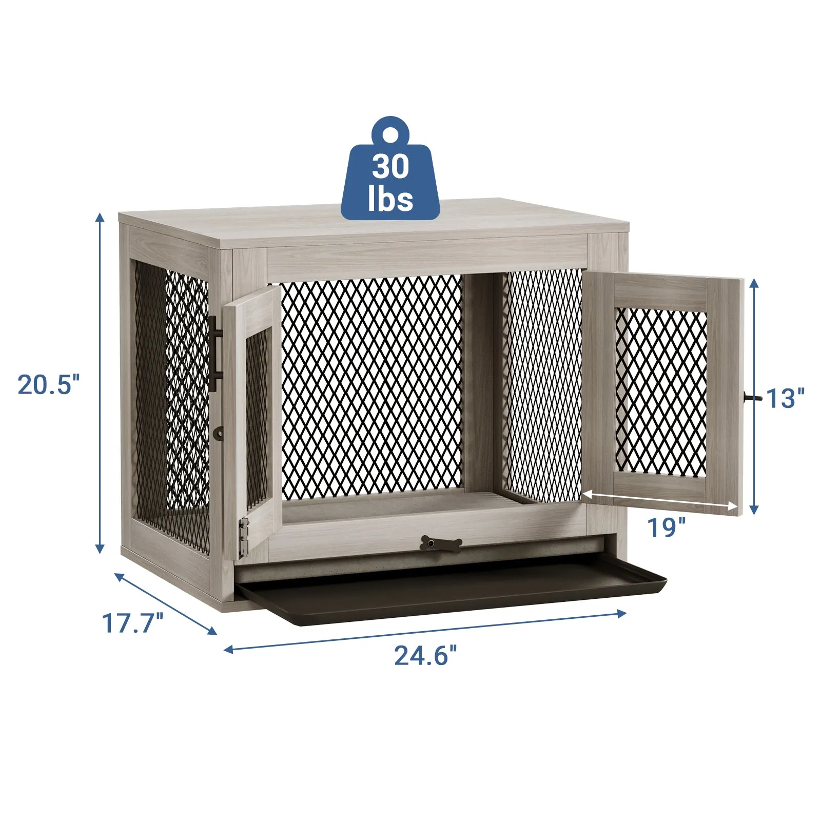 Indoor Pet Kennel Side Table with Cushion and Tray