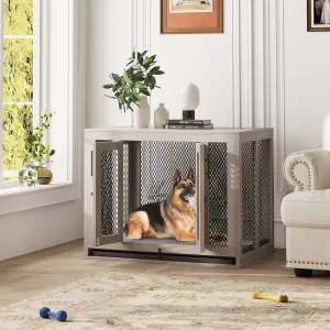 Indoor Pet Kennel Side Table with Cushion and Tray