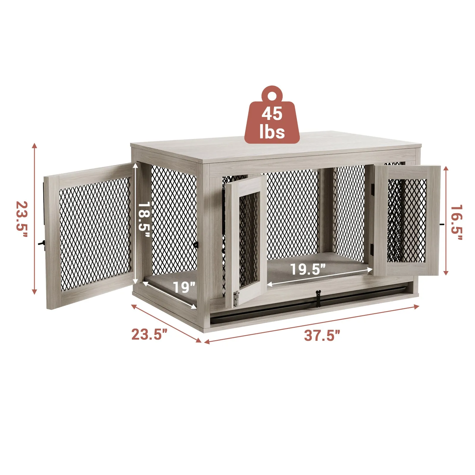 Indoor Pet Kennel Side Table with Cushion and Tray