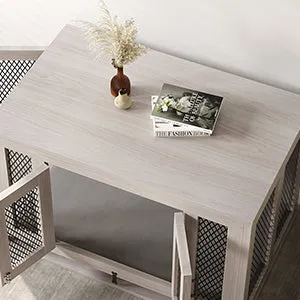 Indoor Pet Kennel Side Table with Cushion and Tray
