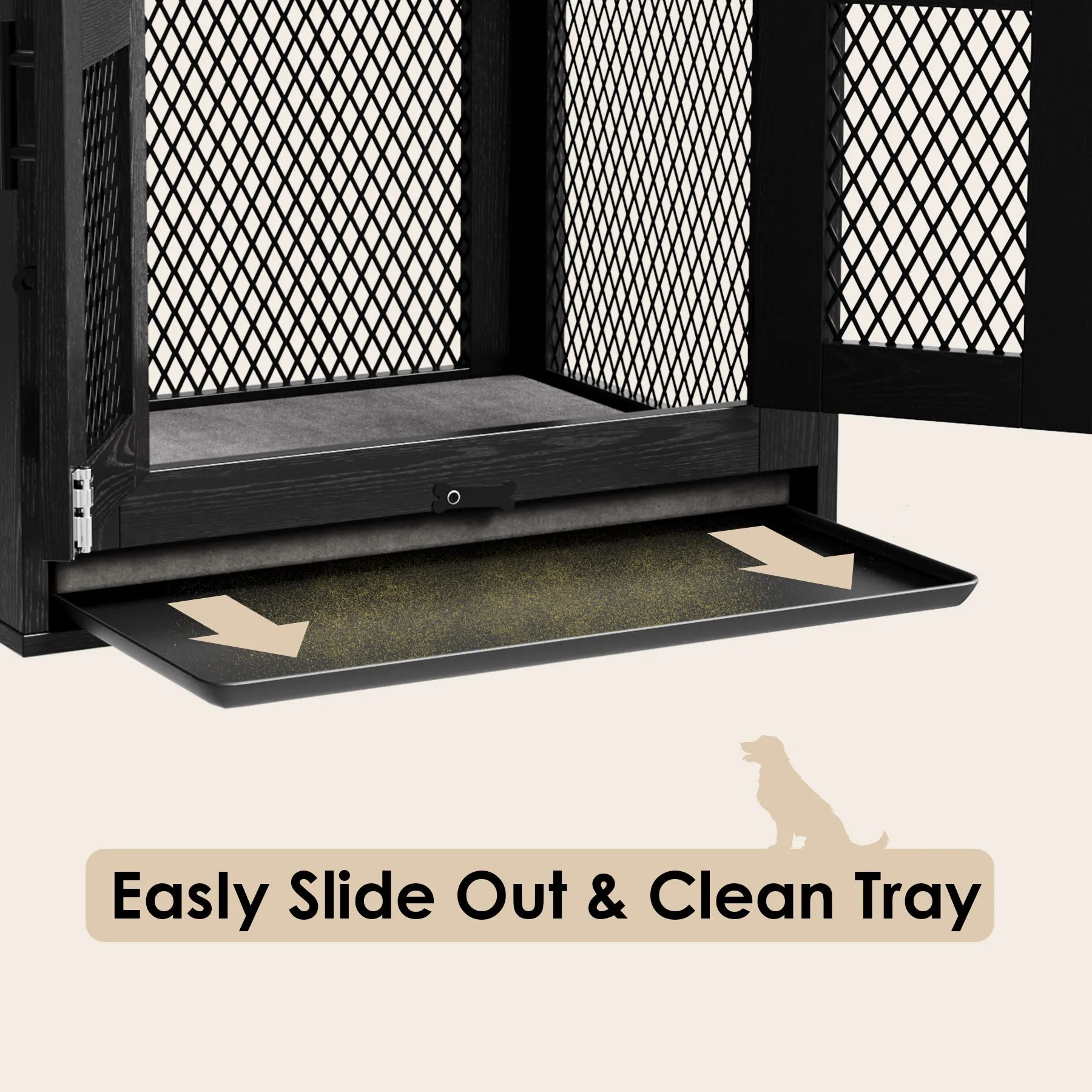 Indoor Pet Kennel Side Table with Cushion and Tray
