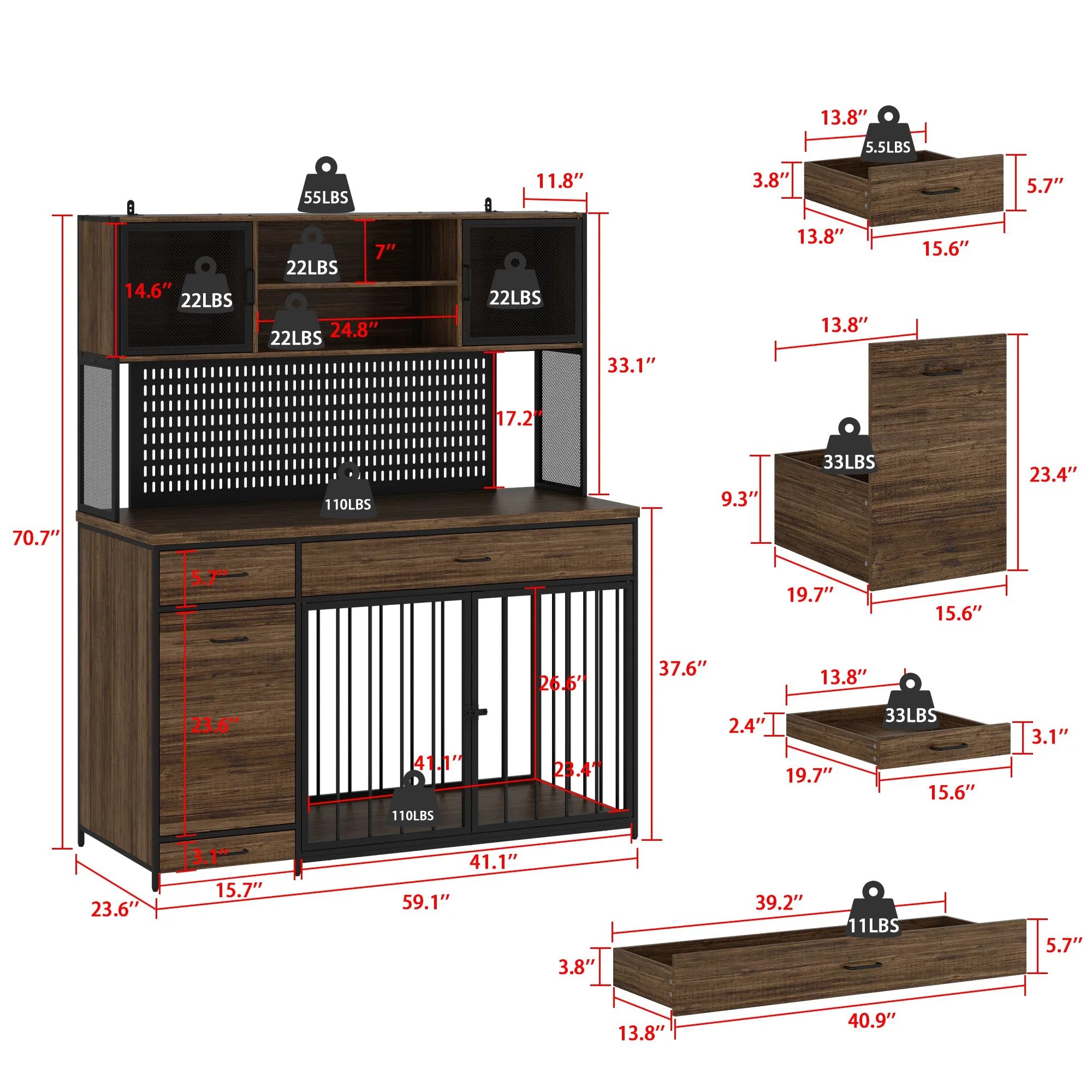 Large Dog Crate with Strong Storage Cabinet