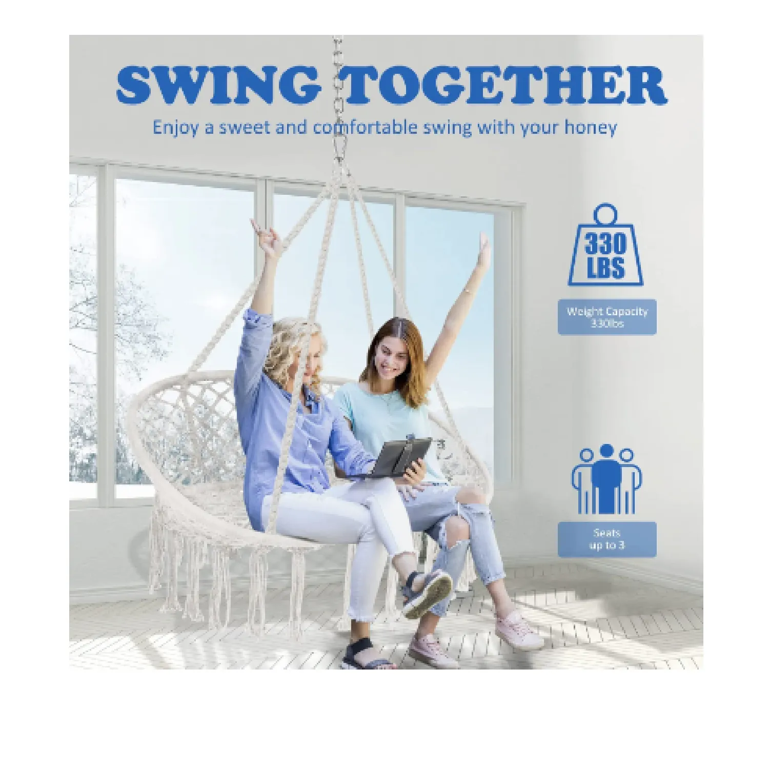 Macrame Hammock Swing Bohemian Style | Hand Woven Cotton Macramé Hammock