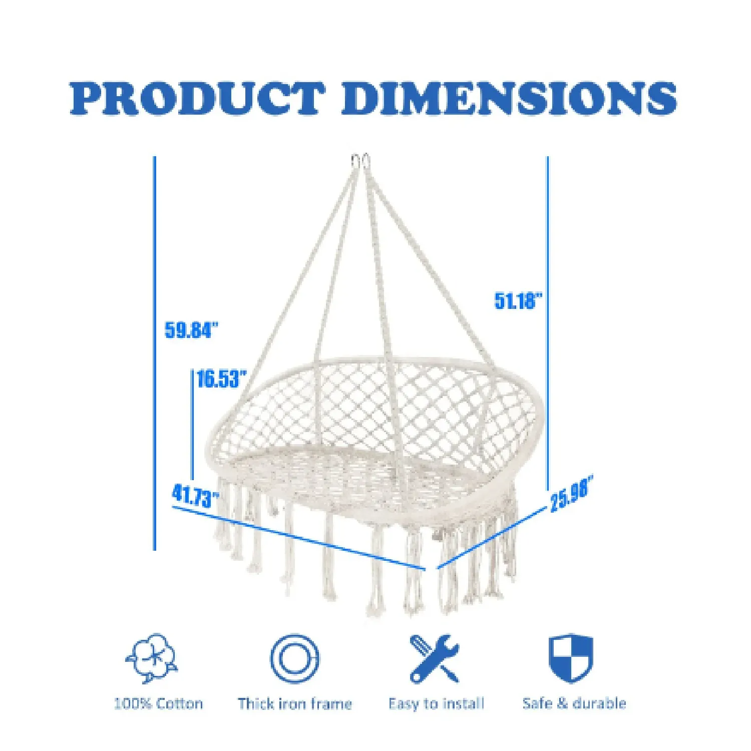 Macrame Hammock Swing Bohemian Style | Hand Woven Cotton Macramé Hammock