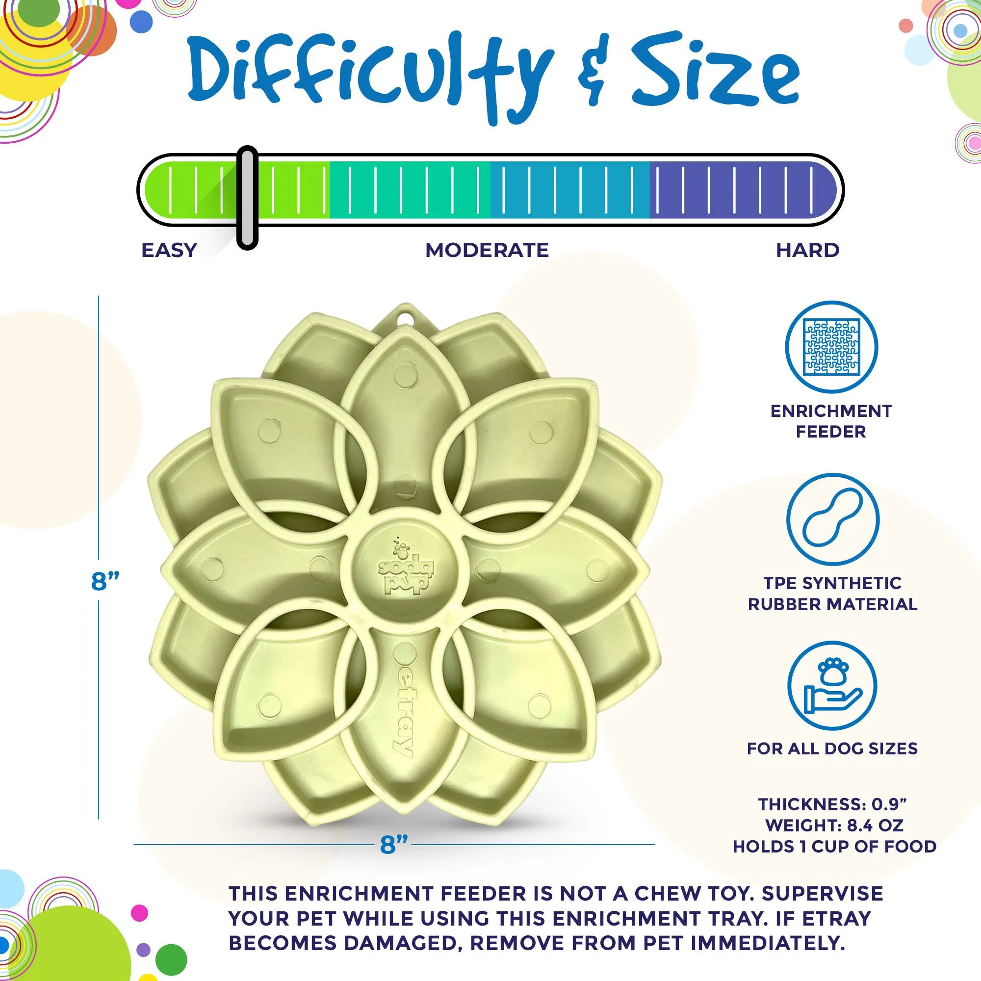 Mandala Softie eTray Enrichment Slow Feeder with Suction Cups