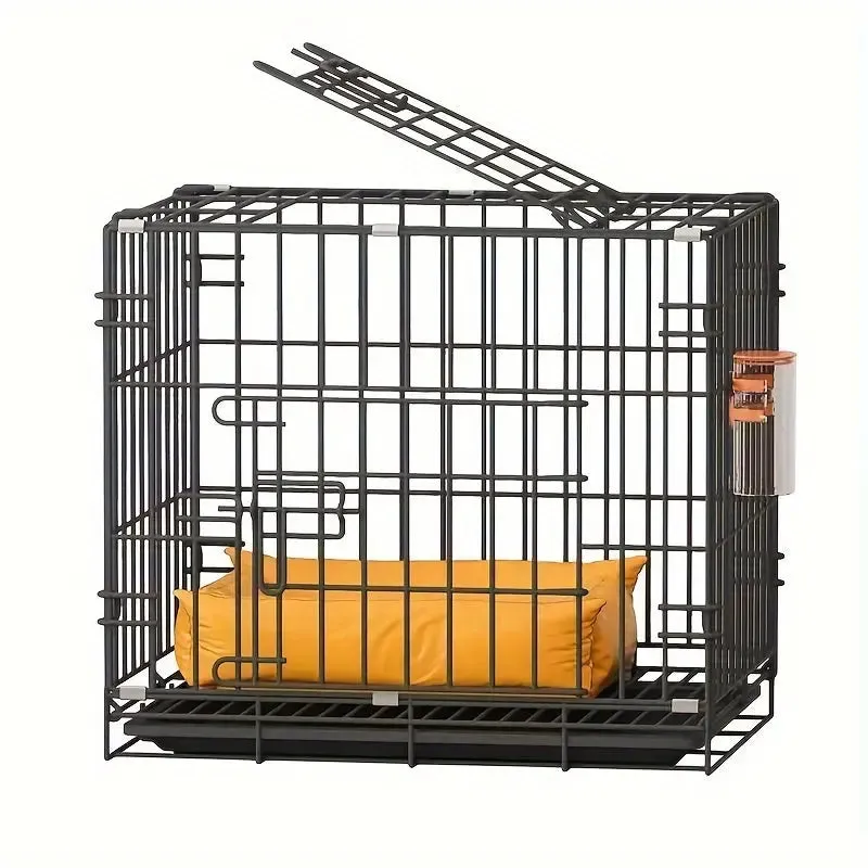 Metal Dog Crate for Small Dogs, Includes Cage, Feeder, Tray, and Floor Mat