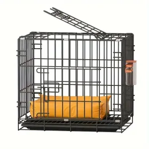 Metal Dog Crate for Small Dogs, Includes Cage, Feeder, Tray, and Floor Mat