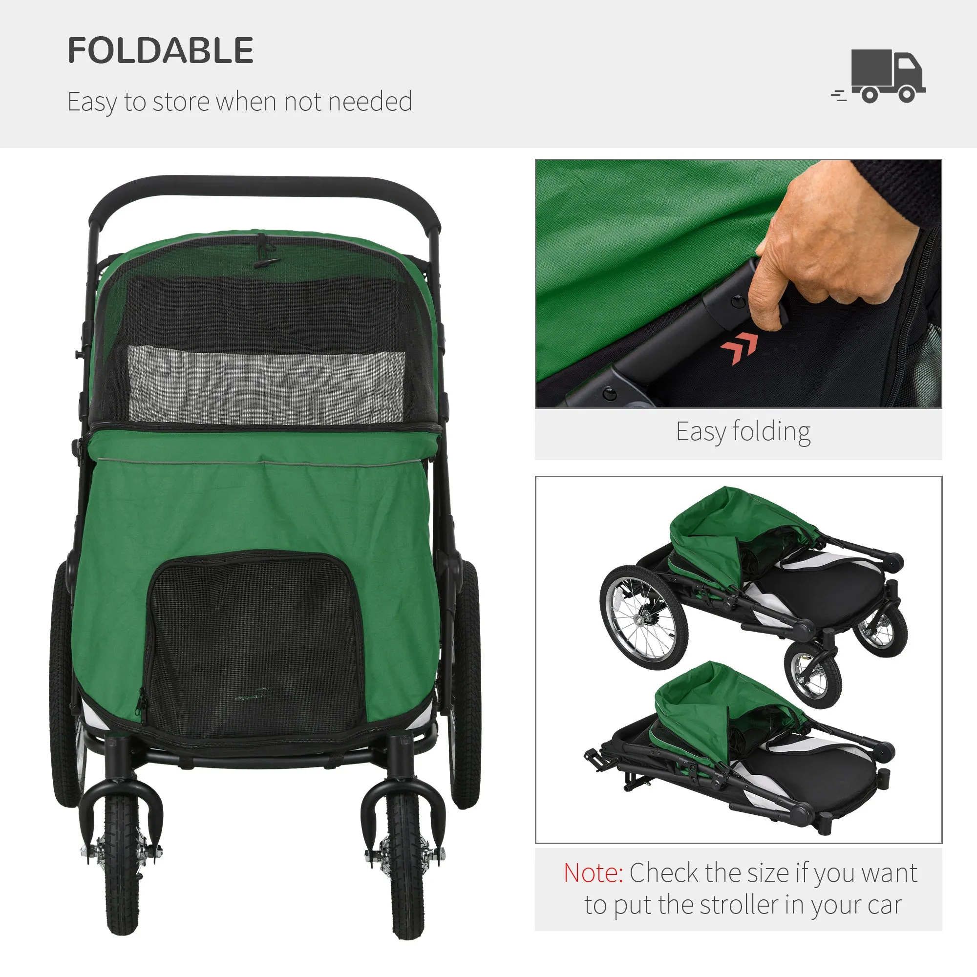PawHut Foldable Pet Stroller with Cushion, for M, L Dogs