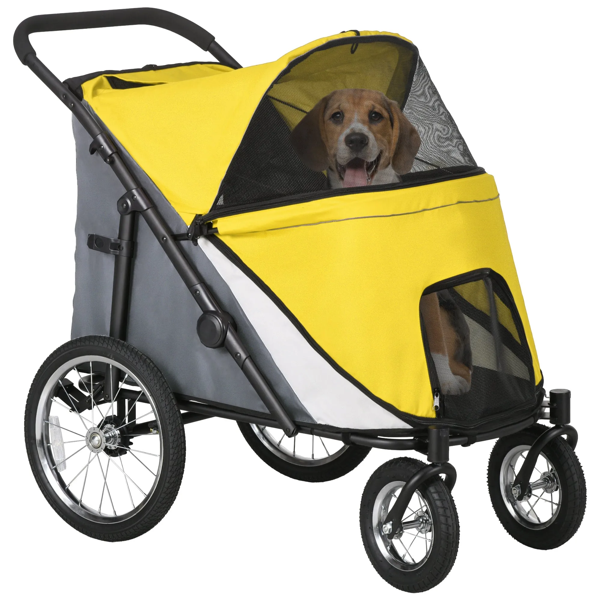 PawHut Foldable Pet Stroller with Cushion, for M, L Dogs