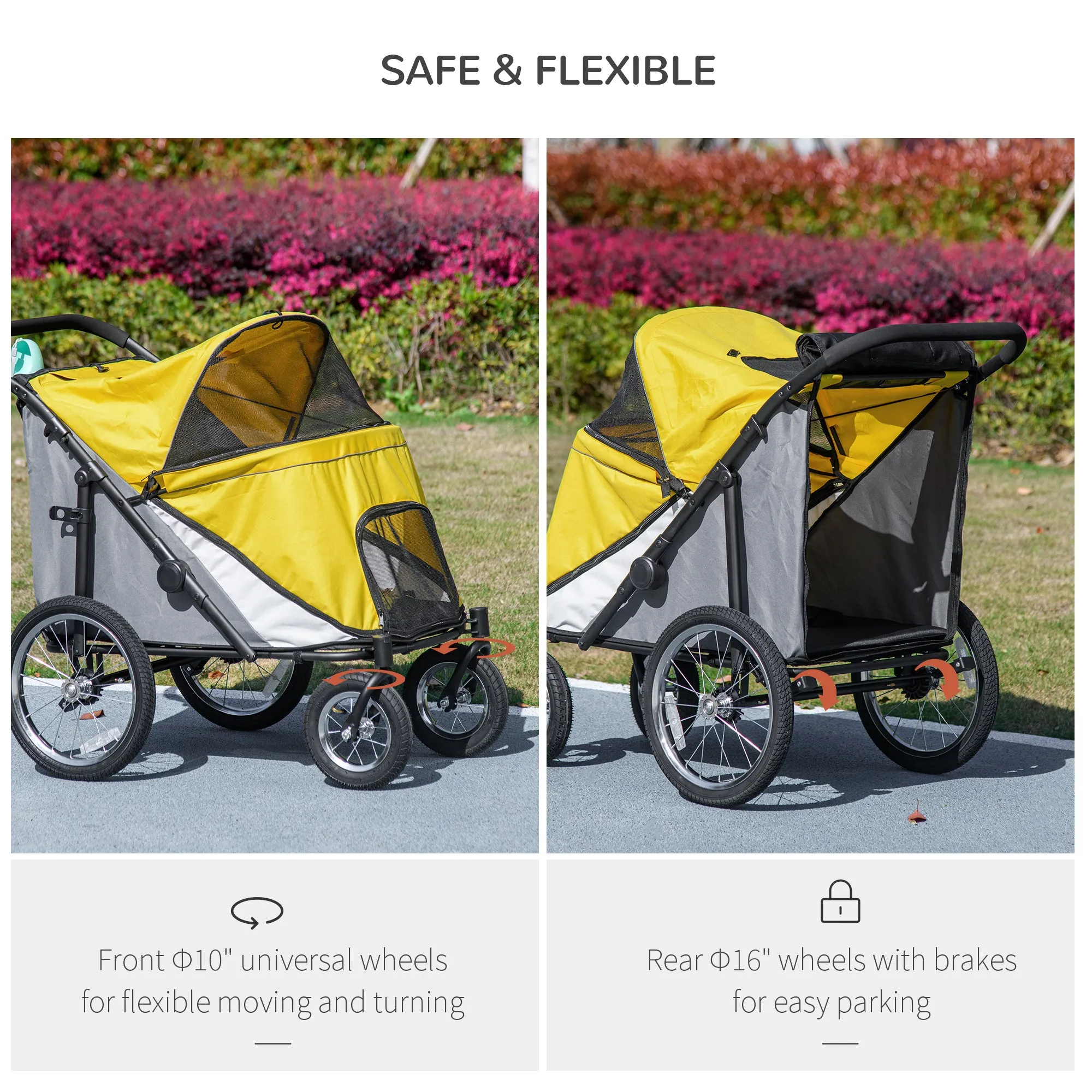 PawHut Foldable Pet Stroller with Cushion, for M, L Dogs