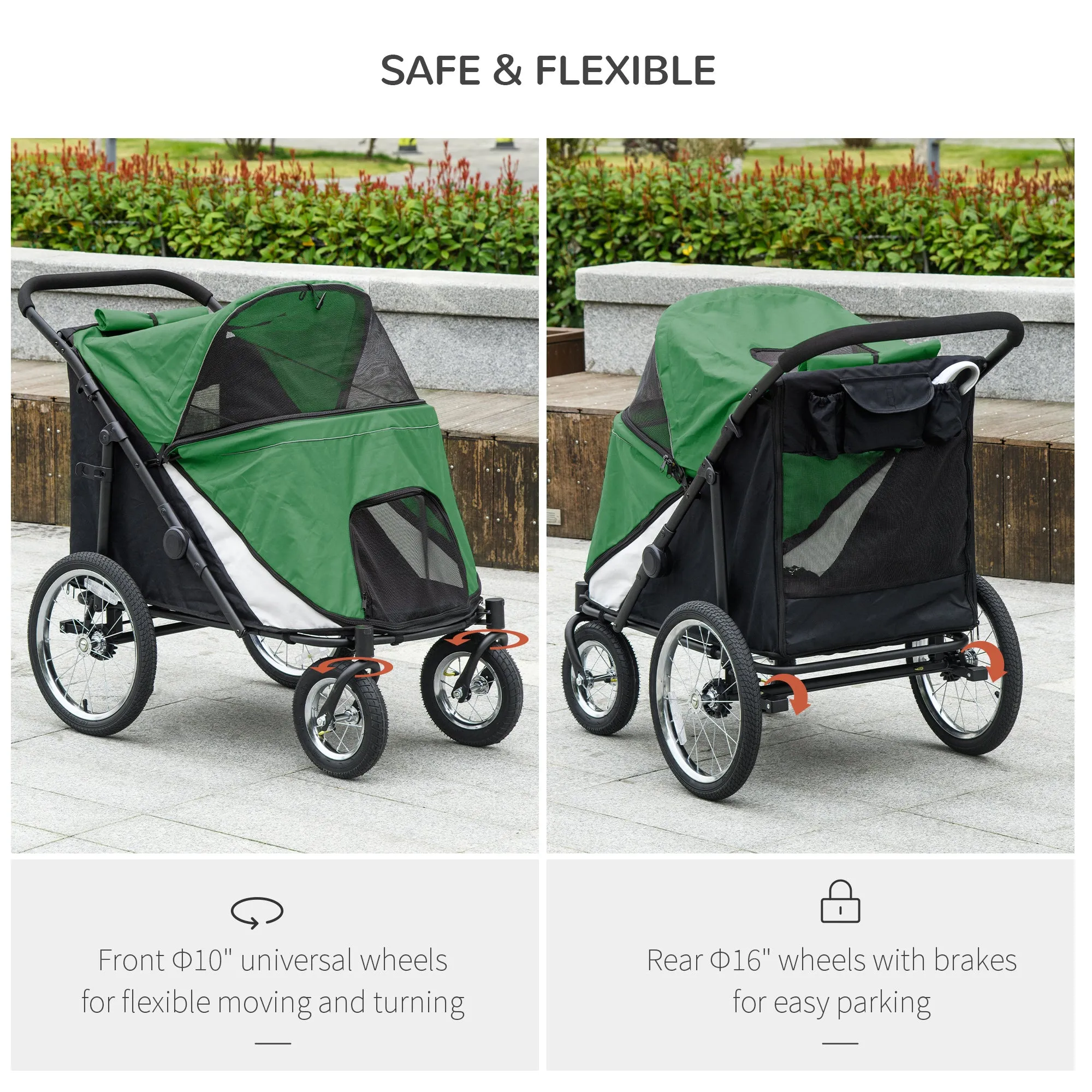 PawHut Foldable Pet Stroller with Cushion, for M, L Dogs