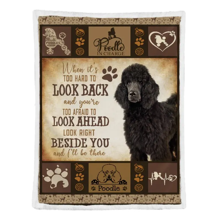 Poodle Blanket, Black Poodle Beside You And I'll Be There Blanket Gift For Dog Lovers Birthday Gift Home Decor Bedding Couch Sofa Soft and Comfy Cozy