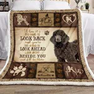 Poodle Blanket, Black Poodle Beside You And I'll Be There Blanket Gift For Dog Lovers Birthday Gift Home Decor Bedding Couch Sofa Soft and Comfy Cozy