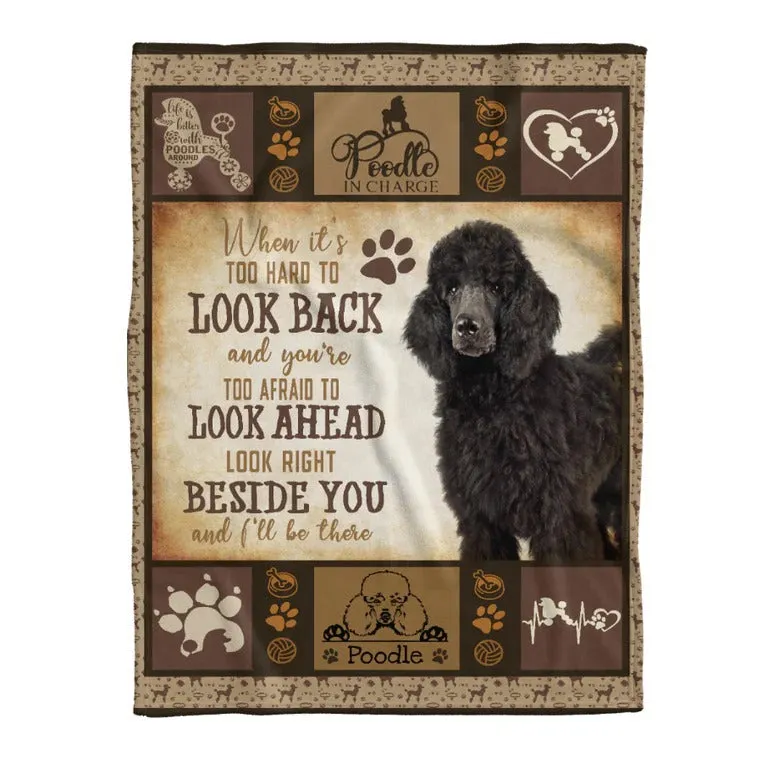 Poodle Blanket, Black Poodle Beside You And I'll Be There Blanket Gift For Dog Lovers Birthday Gift Home Decor Bedding Couch Sofa Soft and Comfy Cozy