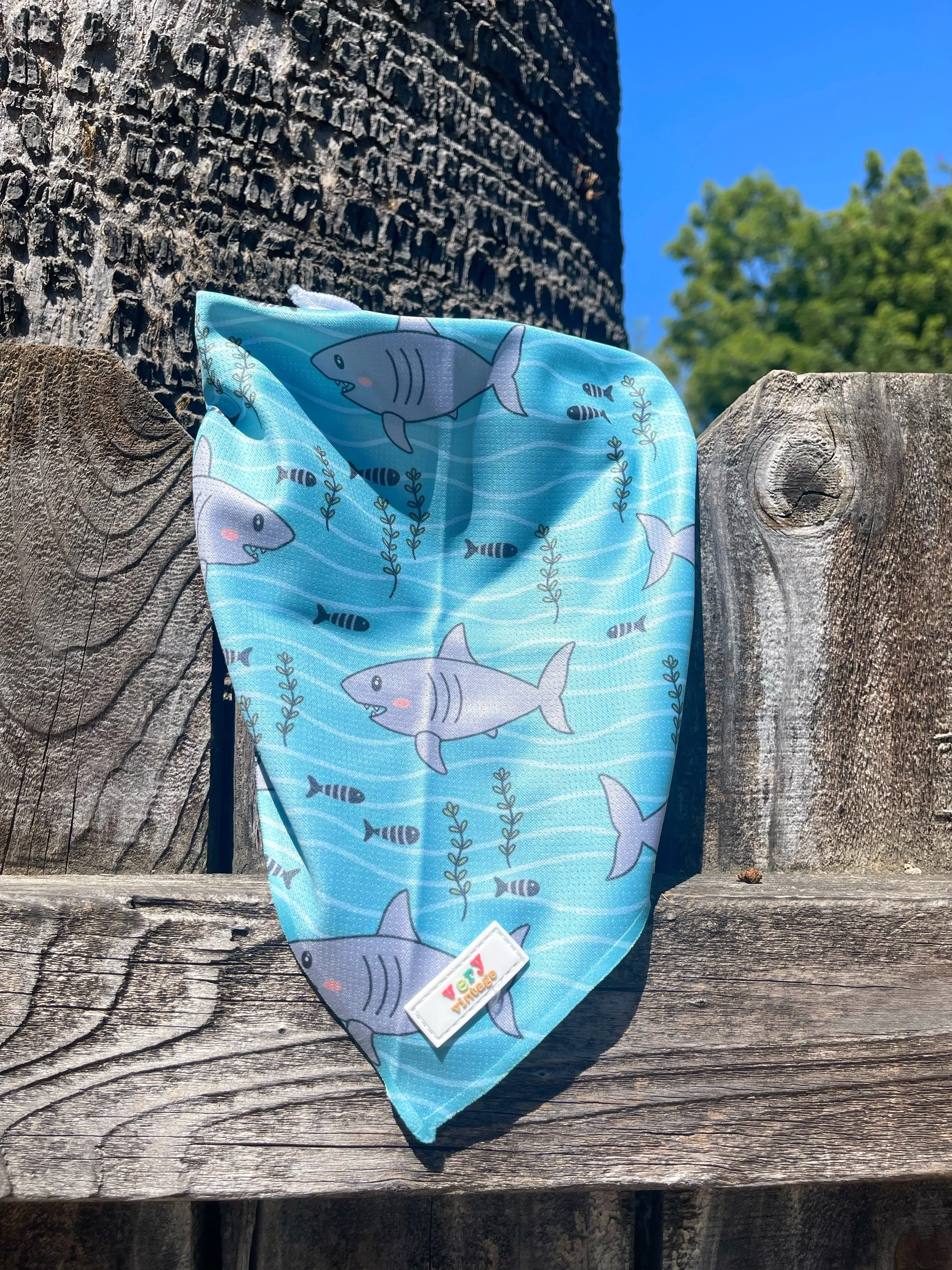 Shark Attack - Summer Nautical Beach Mesh Cooling Dog Bandana