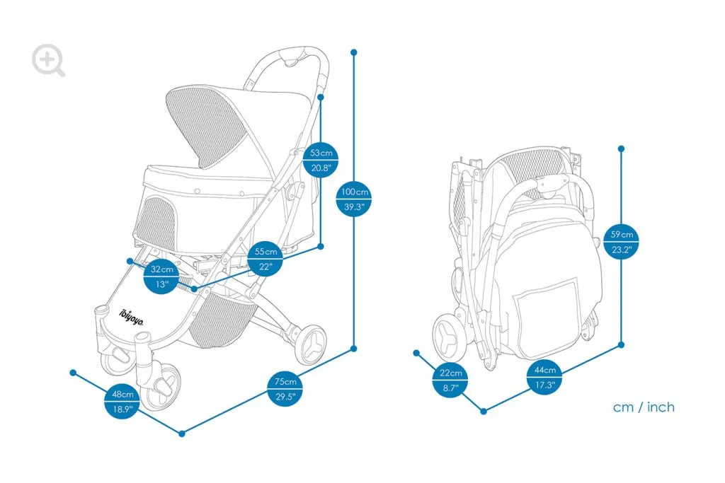 Speedy Fold Pet Buggy – Grey Denim