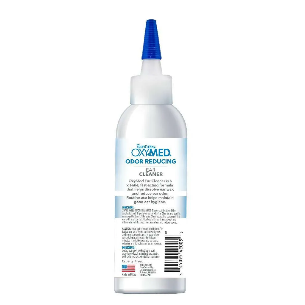 Tropiclean OxyMed Odor Reducing Ear Cleaner for Dogs & Cats (4 oz)